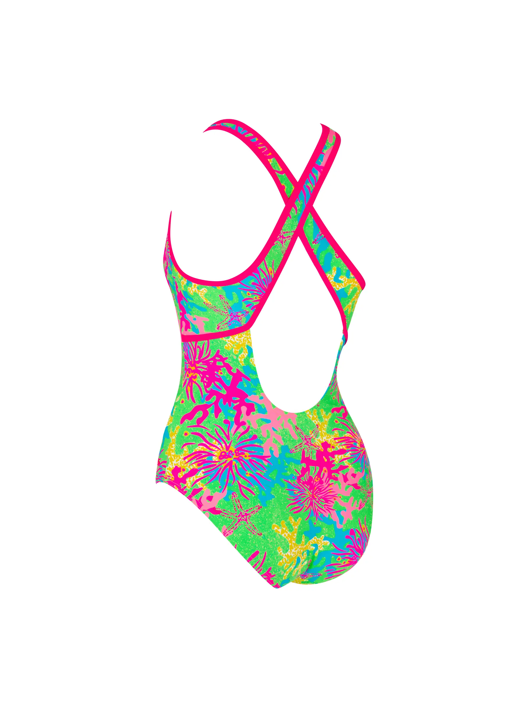 New, view full size image of Front view of Product detail - Womens Undersea Magic Green Crossback Swimsuit UNGN