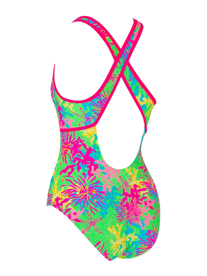 New, view full size image of Front view of Product detail - Womens Undersea Magic Green Crossback Swimsuit UNGN