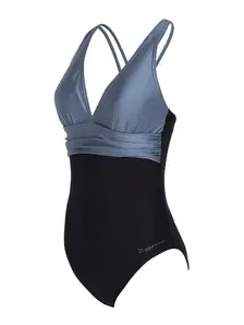 Display front view 7 of Product detail - Black-Metal Panel Crossback One Piece Swimsuit BKME
