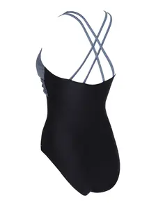Display front view 8 of Product detail - Black-Metal Panel Crossback One Piece Swimsuit BKME