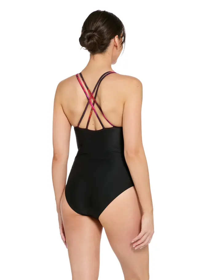 Sale,Clearance, view full size image of Front view of Product detail - Womens Inferno Panel Crossback Swimsuit INFE