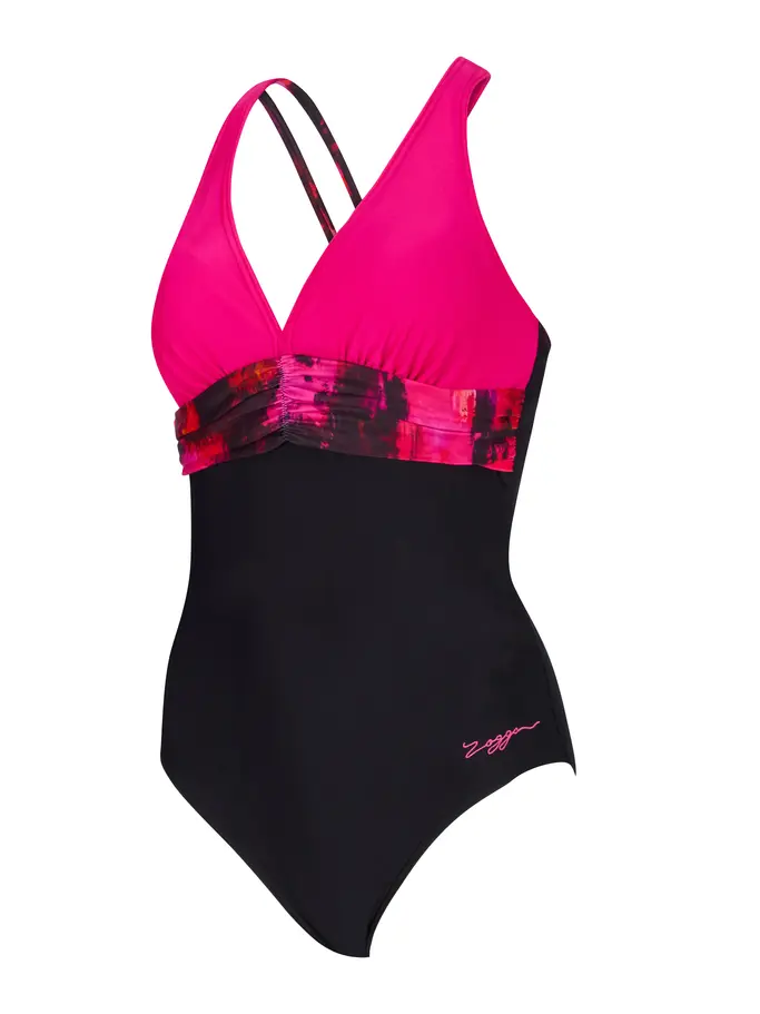 Sale,Clearance, view full size image of Front view of Product detail - Womens Inferno Panel Crossback Swimsuit INFE