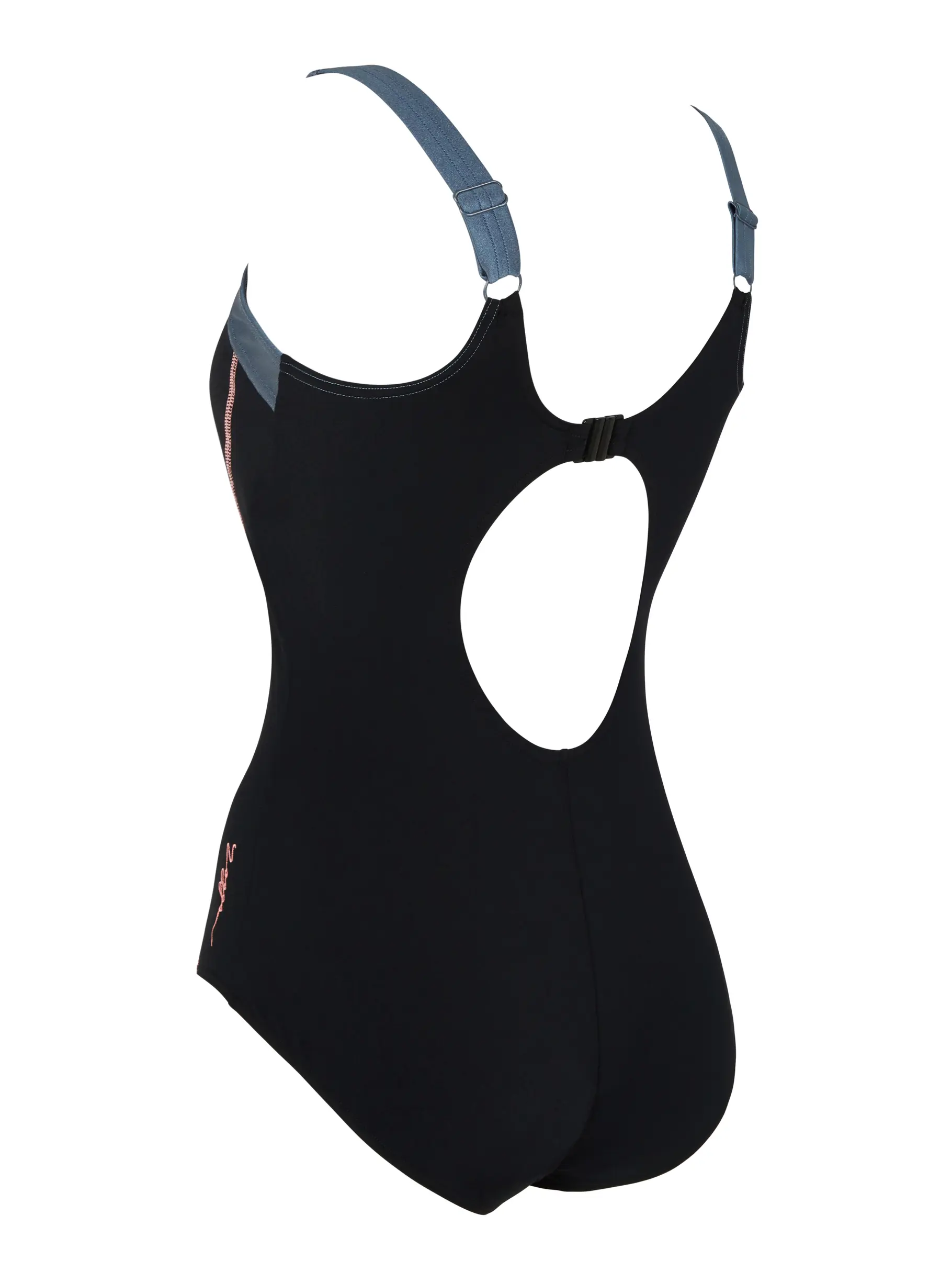Sale,Clearance, view full size image of Front view of Product detail - Ankor clipback One Piece Swimsuit BKGY