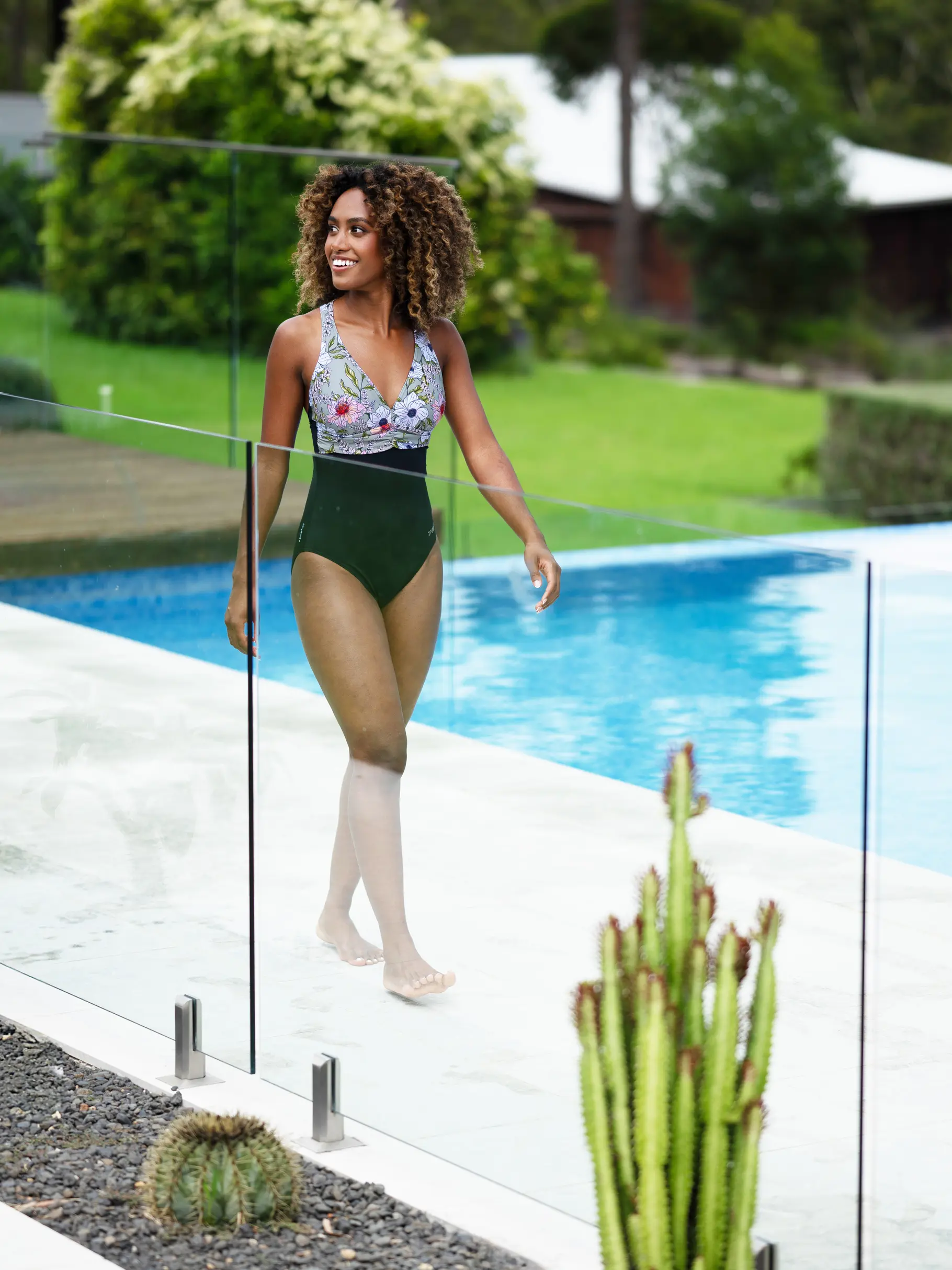 Out of Stock,Sale, view full size image of Front view of Product detail - Freesia Ruch Crossback Swimsuit FREE