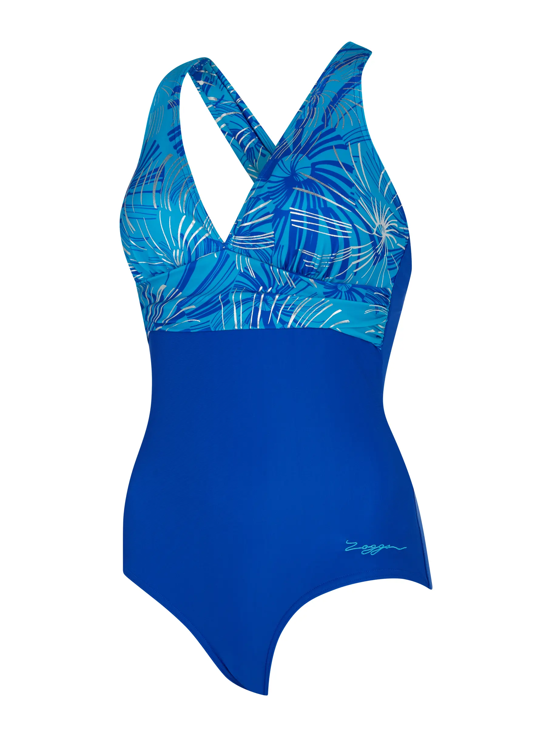 Sale, view full size image of Front view of Product detail - Womens Nautilus Ruch Crossback Swimsuit NAUT