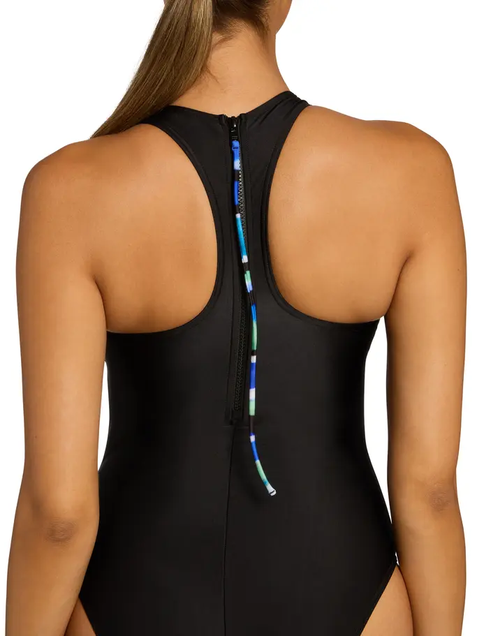 New, view full size image of Front view of Product detail - Womens Elaine Zip Back Swimsuit ELAI