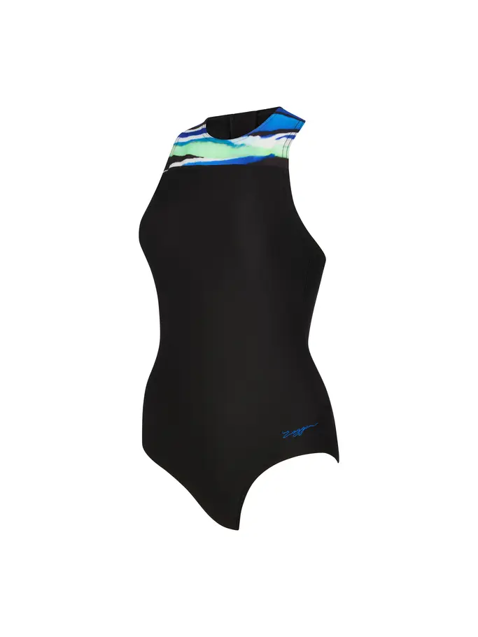 New, view full size image of Front view of Product detail - Womens Elaine Zip Back Swimsuit ELAI
