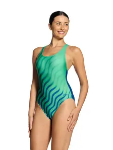 Display front view 4 of Product detail - Womens Blue Disco Sonicback Swimsuit BLDI