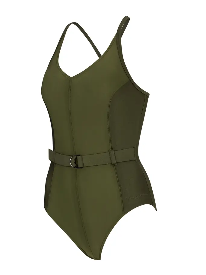 Sale,Clearance, view full size image of Front view of Product detail - Womens Mandira Belt Crossback Swimsuit MAND