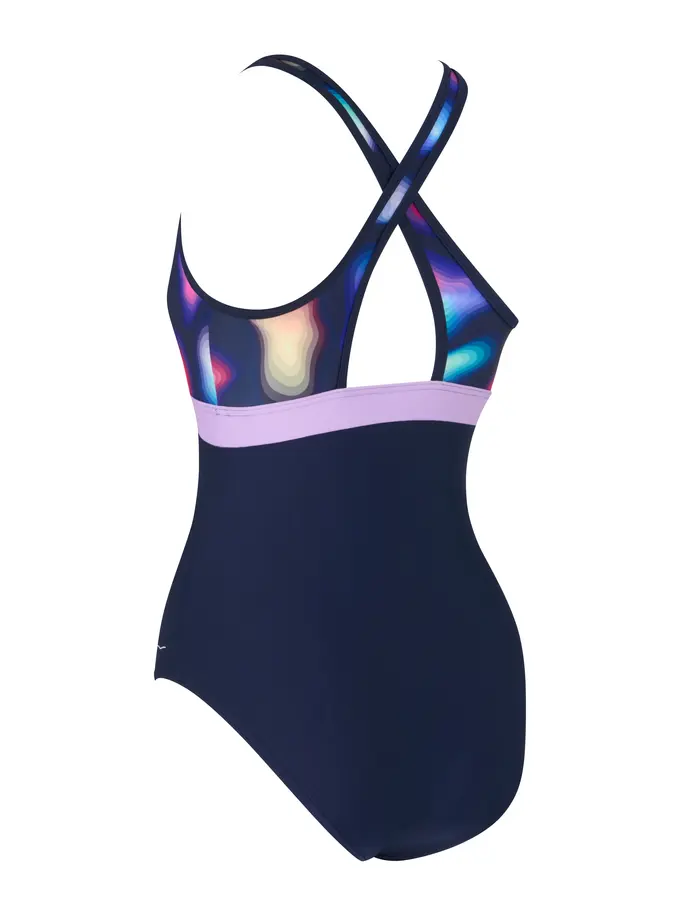 Sale,Clearance, view full size image of Front view of Product detail - Womens Zephyr Dakota Printed Crossback Swimsuit ZEPH