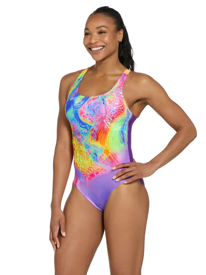 Sale,Clearance, view full size image of Front view of Product detail - Womens Jazzy Powerback Swimsuit JAZZ