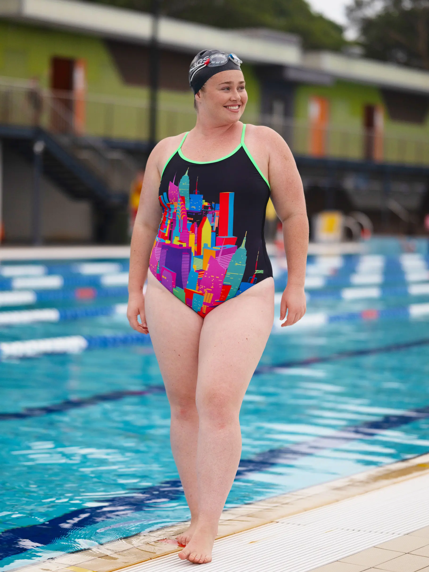 Sale,Clearance, view full size image of Front view of Product detail - Womens Skyscraper Sprintback Swimsuit SKYS