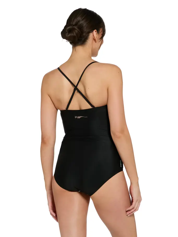 Sale,Clearance, view full size image of Front view of Product detail - Womens Moonstone Ruched Bandeau Swimsuit MOON