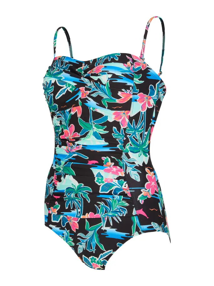 Sale,Clearance, view full size image of Front view of Product detail - Womens Retro Surf Ruched Bandeau Swimsuit RETR