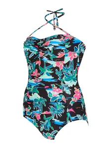 Display front view 11 of Product detail - Womens Retro Surf Ruched Bandeau Swimsuit RETR