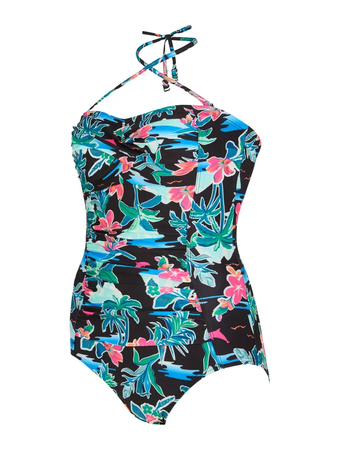 Sale,Clearance, view full size image of Front view of Product detail - Womens Retro Surf Ruched Bandeau Swimsuit RETR