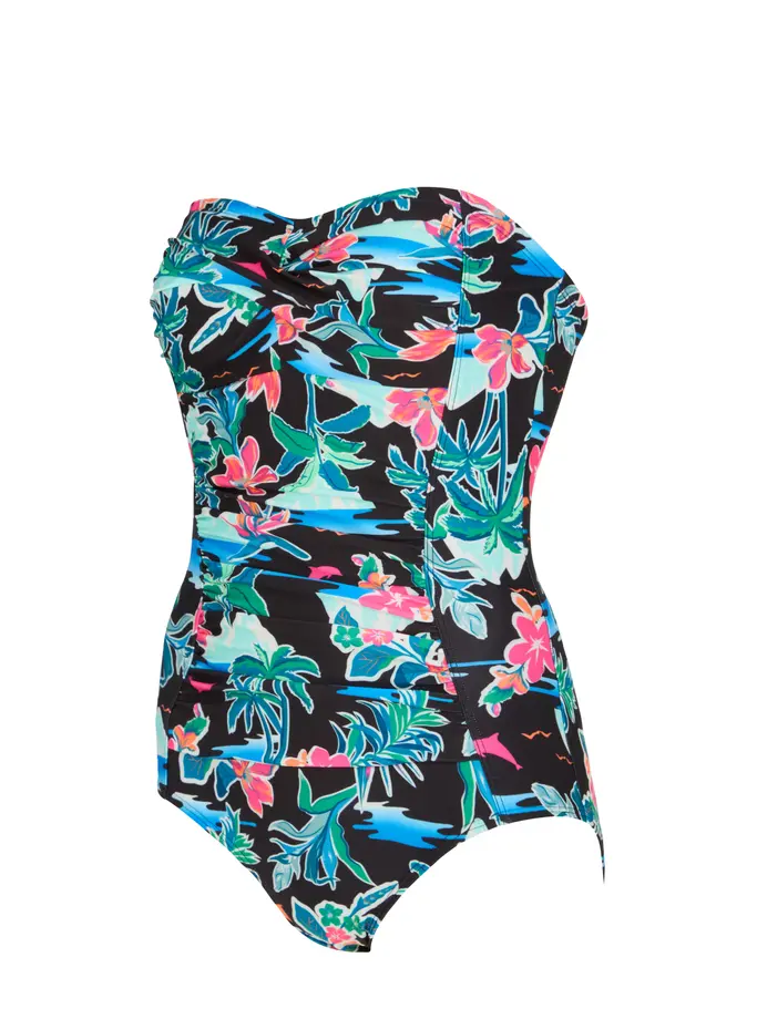 Sale,Clearance, view full size image of Front view of Product detail - Womens Retro Surf Ruched Bandeau Swimsuit RETR