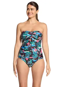 Display front view 4 of Product detail - Womens Retro Surf Ruched Bandeau Swimsuit RETR