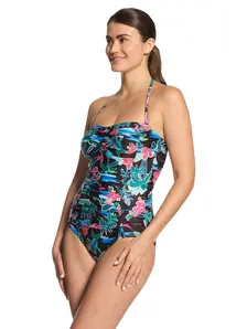 Display front view 8 of Product detail - Womens Retro Surf Ruched Bandeau Swimsuit RETR