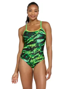 Display front view 1 of Product detail - Womens Greengame Strikeback Swimsuit GREE
