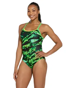 Display front view 3 of Product detail - Womens Greengame Strikeback Swimsuit GREE