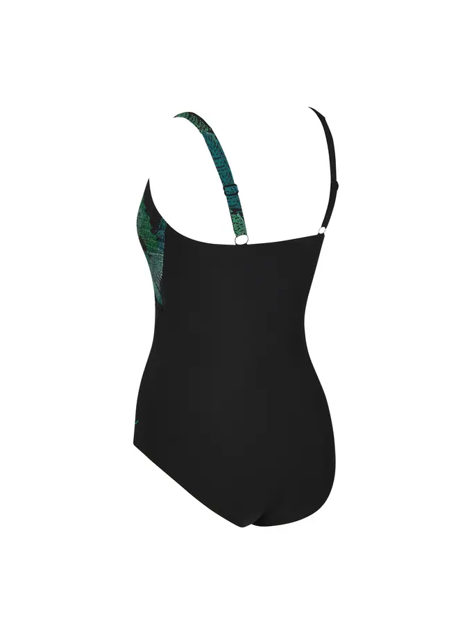 New, view full size image of Front view of Product detail - Womens Evergreen Scallop Classicback Swimsuit EVER