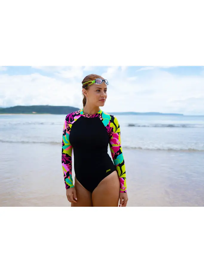 Sale,Clearance, view full size image of Front view of Product detail - Womens Vivid Silver Lined Paddle Swimsuit violet
