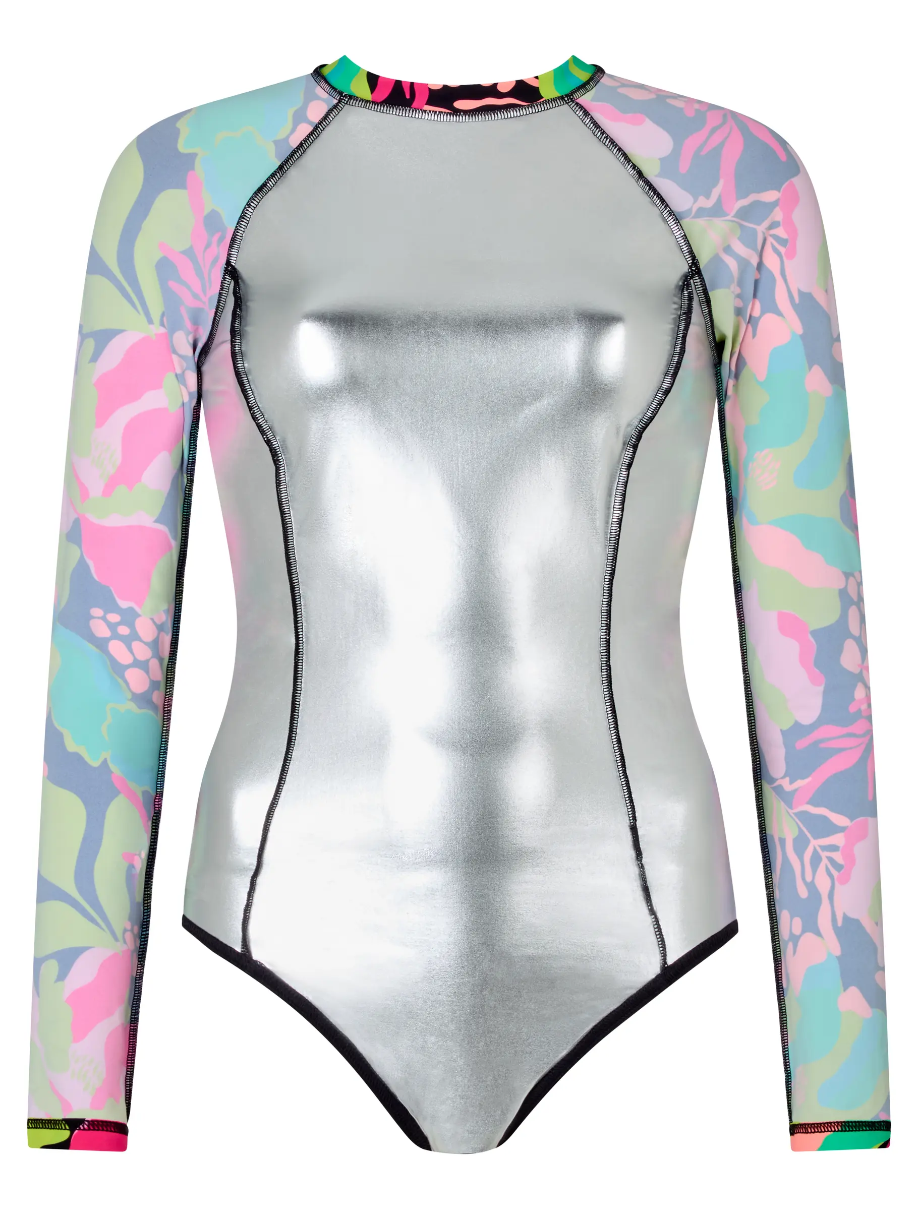 , view full size image of Front view of Product detail - Womens Vivid Silver Lined Paddle Swimsuit violet