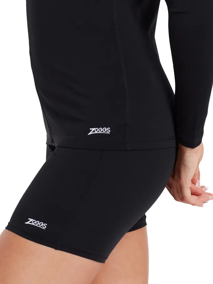 , view full size image of Front view of Product detail - Womens Long Sleeve Zip Sun Top black