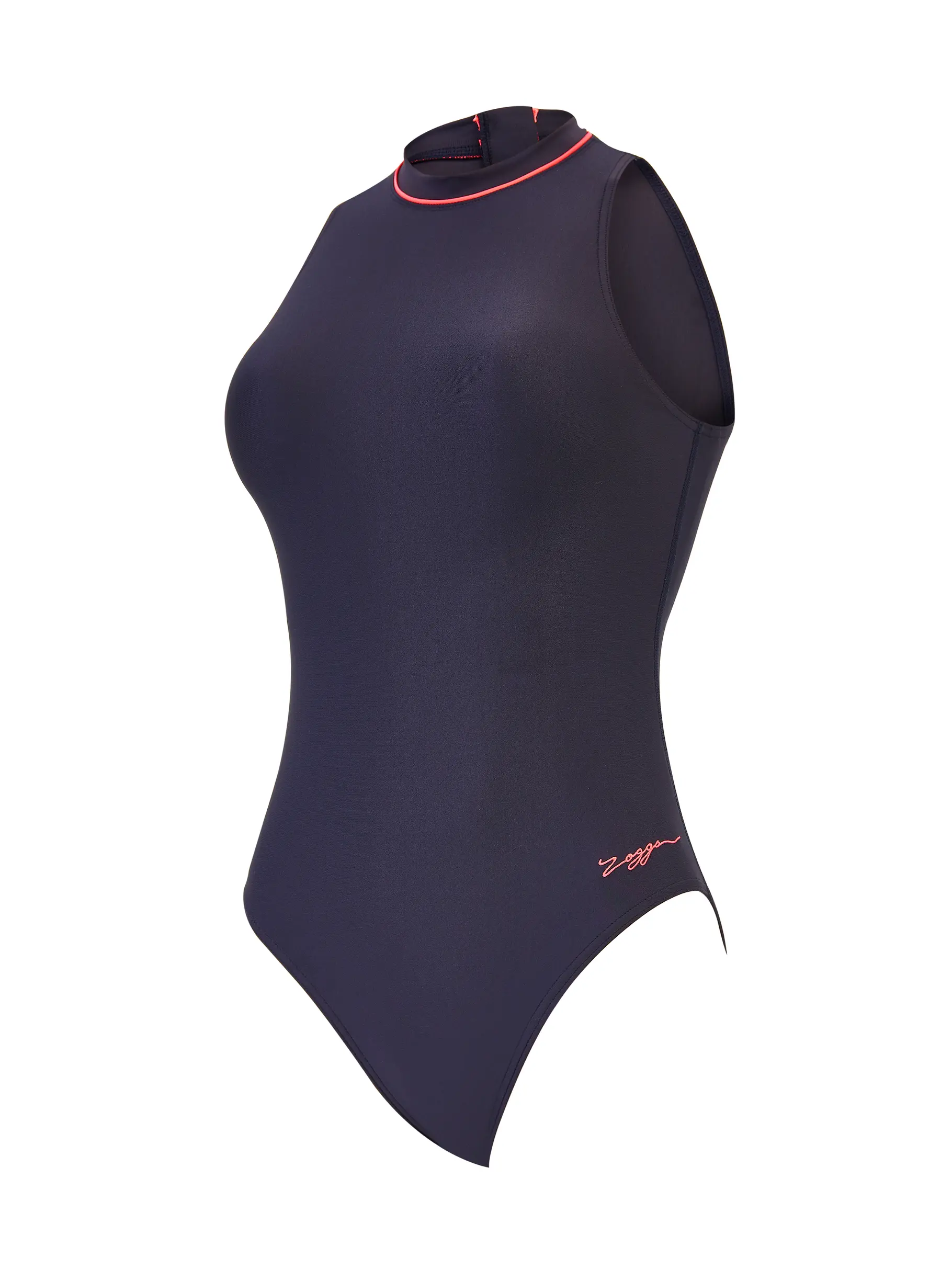 Best Seller, view full size image of Front view of Product detail - Womens Cable Zipped Highneck Swimsuit (Ecolast) black