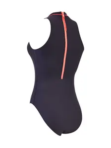 Display front view 5 of Product detail - Womens Cable Zipped Highneck Swimsuit (Ecolast) black