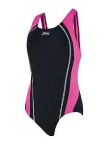 Display front view 5 of Product detail - Womens Eaton Flyback Ecolast+ Swimsuit black/marsh green