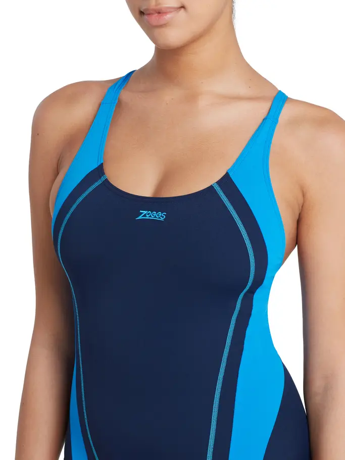 Out of Stock, Ver imagen de tamaño completo de Vista frontal de Product detail - Eaton Flyback One Piece Swimsuit navy/light blue