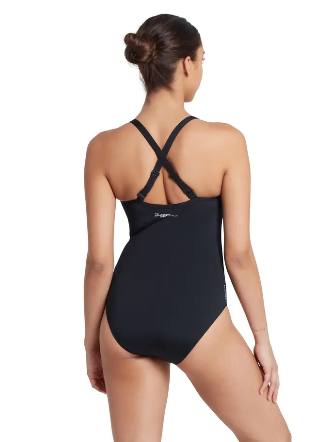 , view full size image of Front view of Product detail - Multiway One Piece Swimsuit black