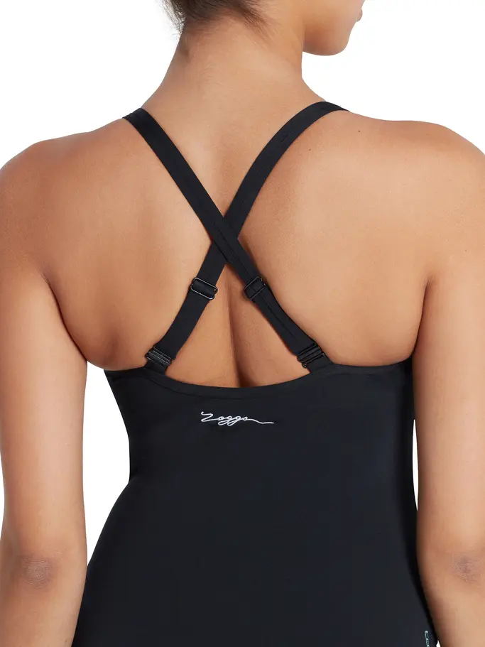 , view full size image of Front view of Product detail - Multiway One Piece Swimsuit black