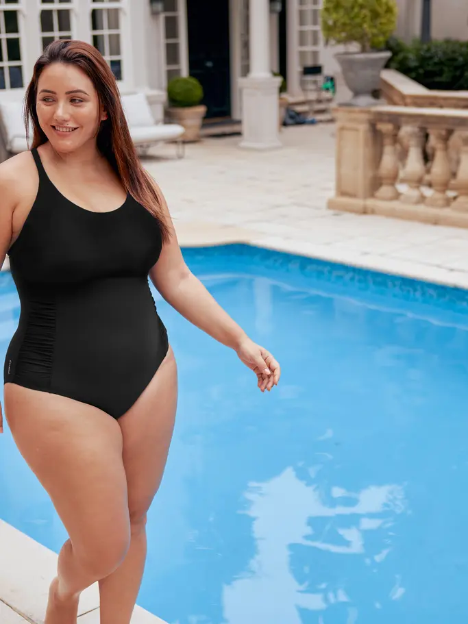 , view full size image of Front view of Product detail - Multiway One Piece Swimsuit black