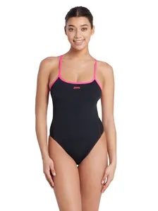 Display front view 1 of Product detail - Womens Blaze Skyback One Piece Swimsuit black/marsh green
