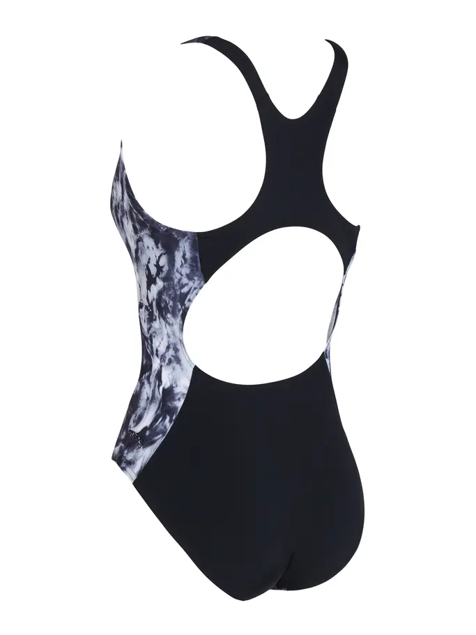 Sale,Clearance, view full size image of Front view of Product detail - Womens Marble Powerback One Piece Swimsuit black