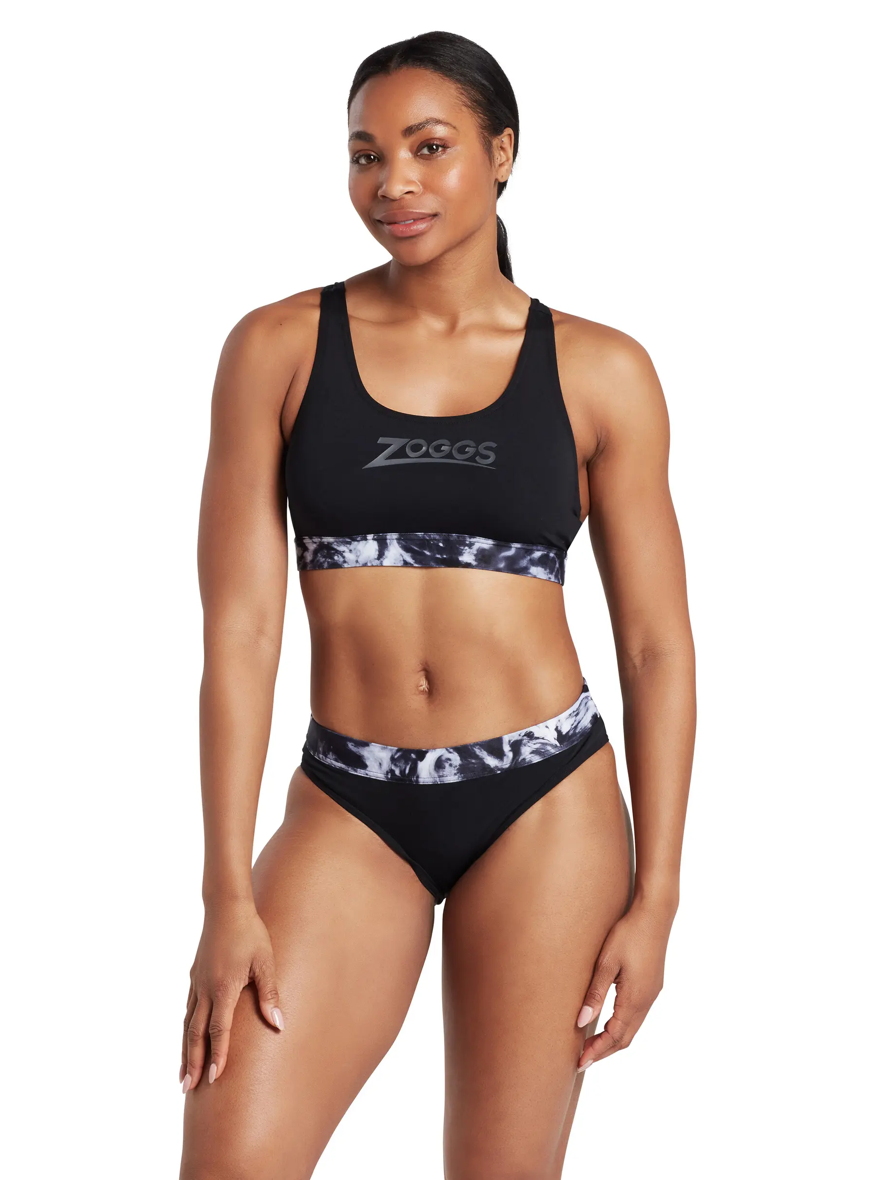 Out of Stock, Ansicht Großes Bild der Vorderseite Product detail - Marble Actionback 2 Piece swimsuit black