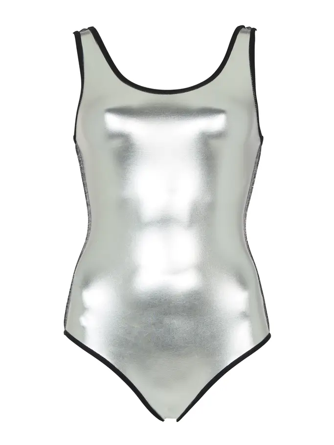 , view full size image of Front view of Product detail - Womens Silver Lined Black Open Water Scoopback black
