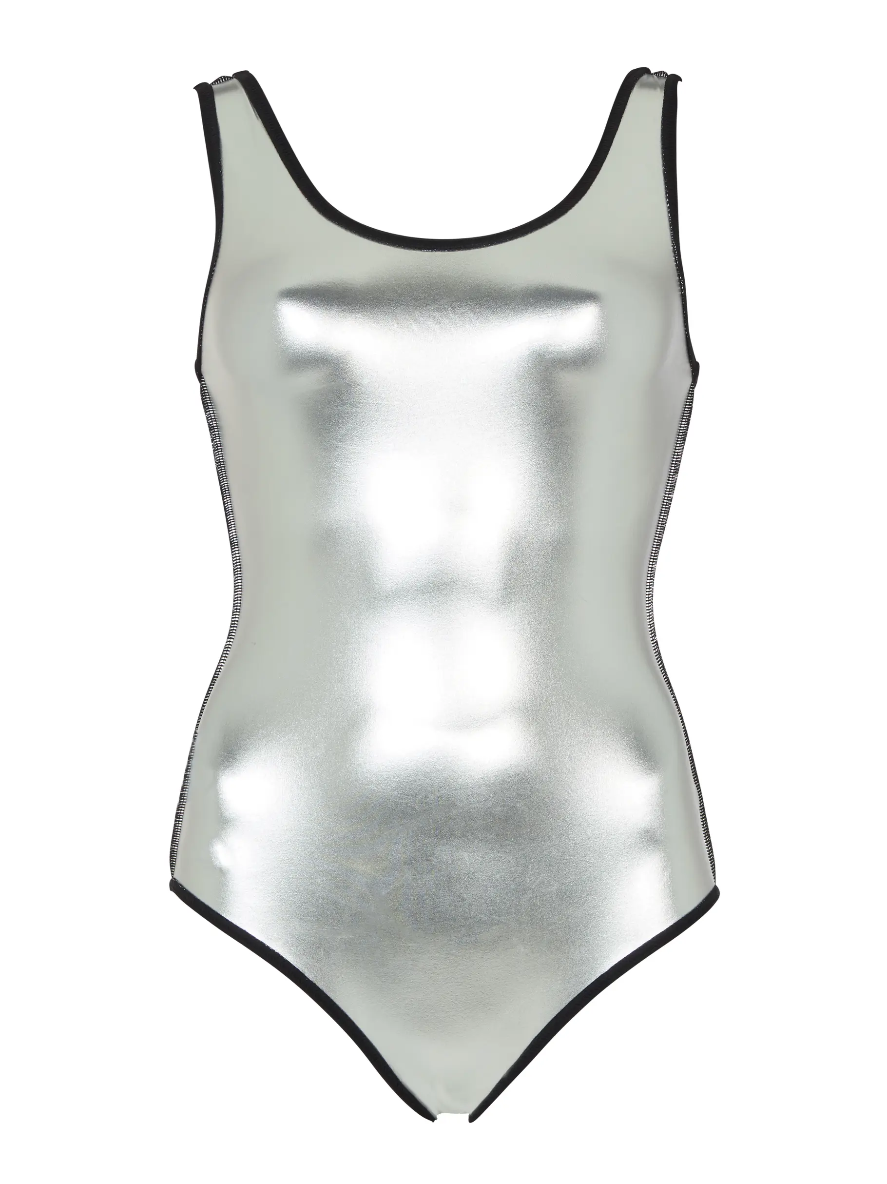 , view full size image of Front view of Product detail - Womens Silver Lined Black Open Water Scoopback black