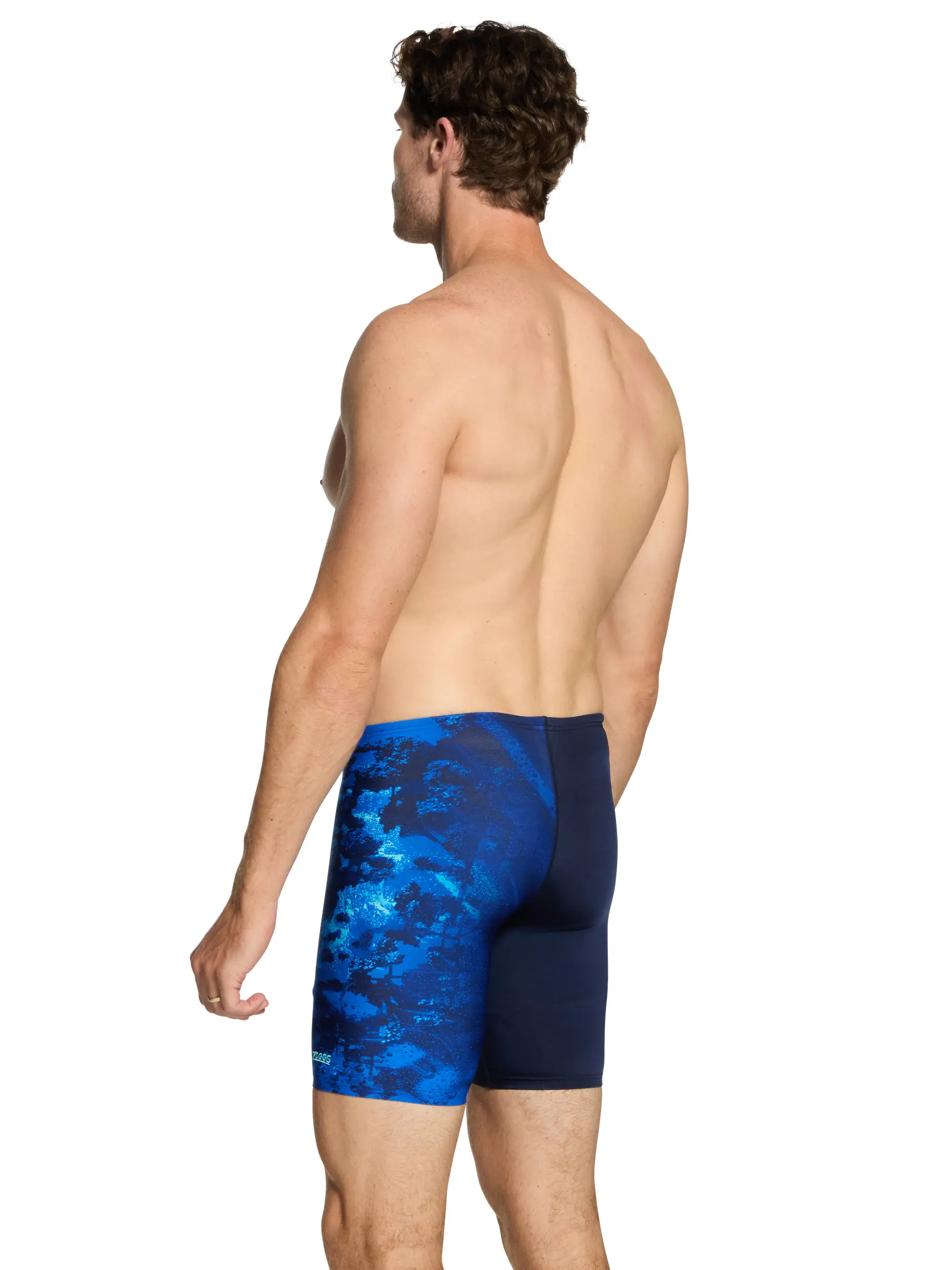, view full size image of Front view of Product detail - Mens Deep Blue Print Mid Jammer DEEP