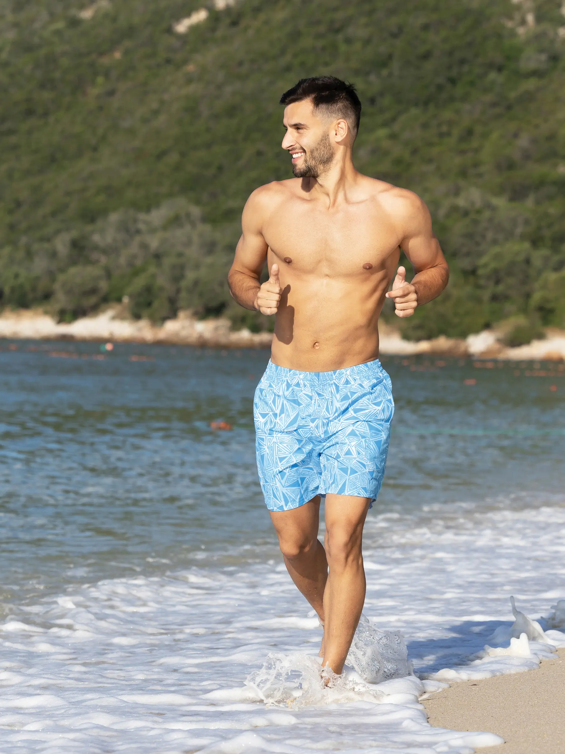 Sale,Clearance, view full size image of Front view of Product detail - Mens Geometric Mens 16 Inch Water Shorts GEOM