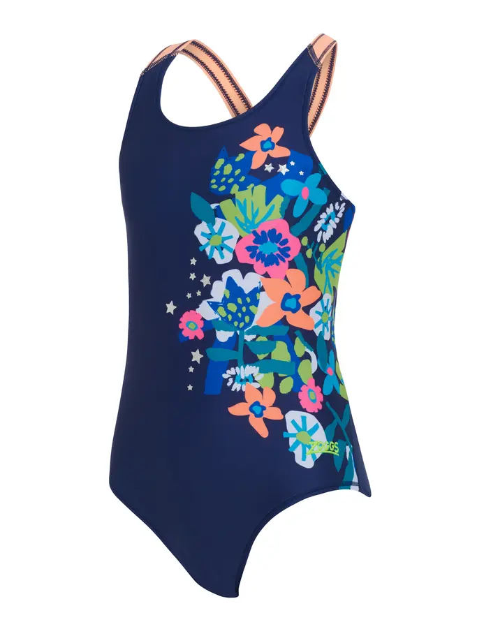 Out of Stock,Sale, visualizzare l'immagine full size della vista frontale di Product detail - Girls Cosmic Flower Flyback One Piece Swimsuit CSMF