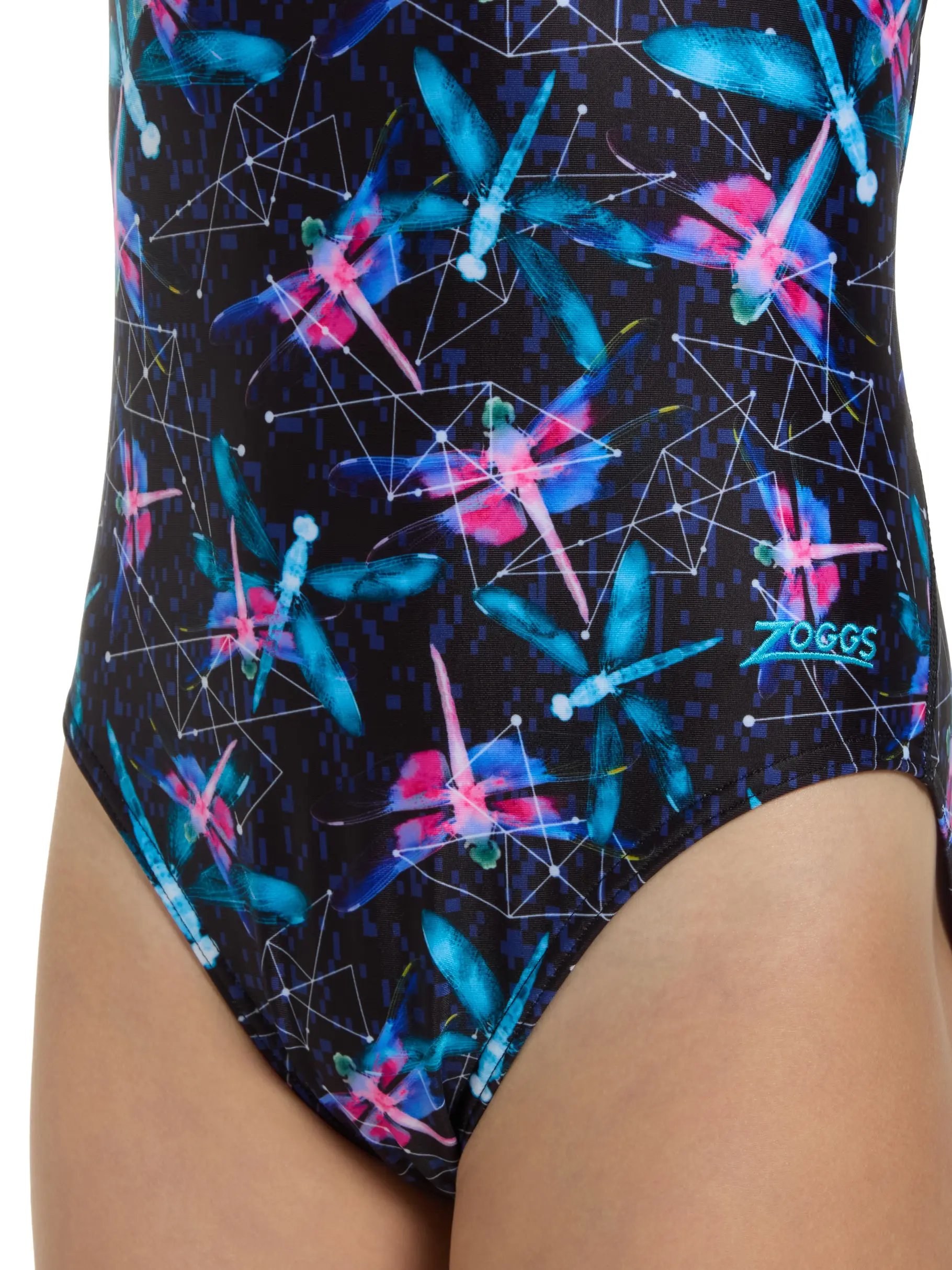 Out of Stock,Sale, view full size image of Front view of Product detail - Junior Girls Dragonfly Flyback Swimsuit DRFF