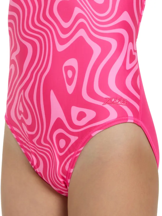Sale, view full size image of Front view of Product detail - Girls Fever Heart Flyback Swimsuit FEHF