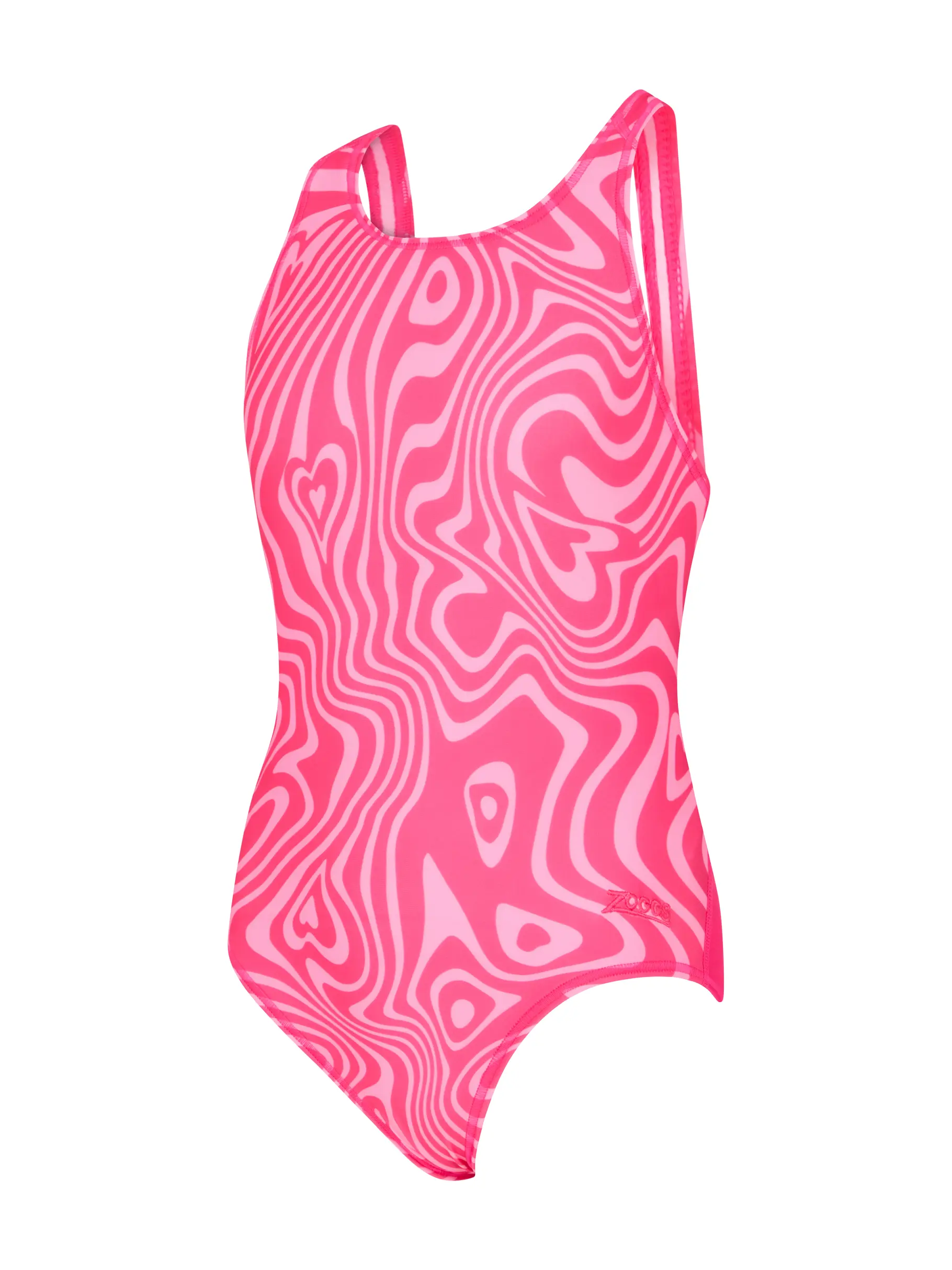 Sale, view full size image of Front view of Product detail - Girls Fever Heart Flyback Swimsuit FEHF