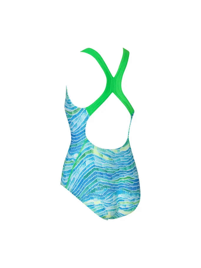 New, view full size image of Front view of Product detail - Junior Girls Fishdom Flyback Swimsuit FISD