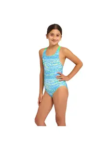 Display front view 6 of Product detail - Junior Girls Fishdom Flyback Swimsuit FISD