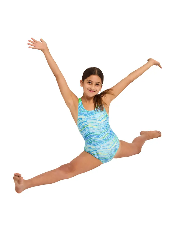 New, view full size image of Front view of Product detail - Junior Girls Fishdom Flyback Swimsuit FISD